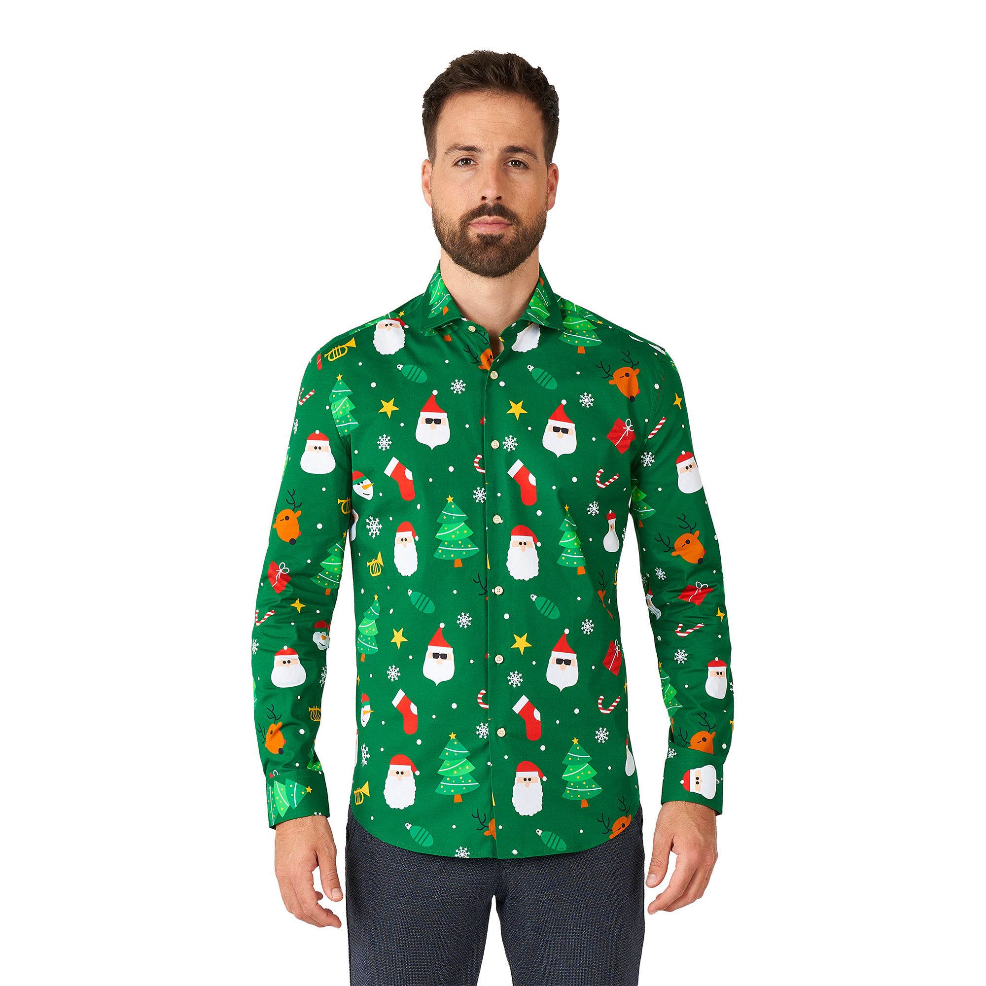 Mens OppoSuits Festivity Christmas Button-Down Shirt, Size: XS, Green