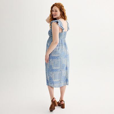 Maternity Sonoma Goods For Life Flutter Sleeve Smocked Midi Dress