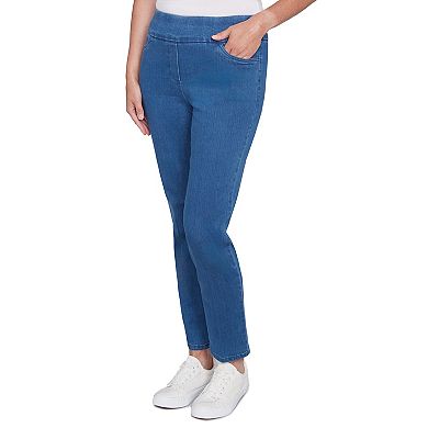 Women's Alfred Dunner Super Stretch Pull-On Straight-Leg Denim Pants