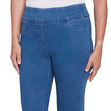 Women's Alfred Dunner Super Stretch Pull-On Straight-Leg Denim Pants