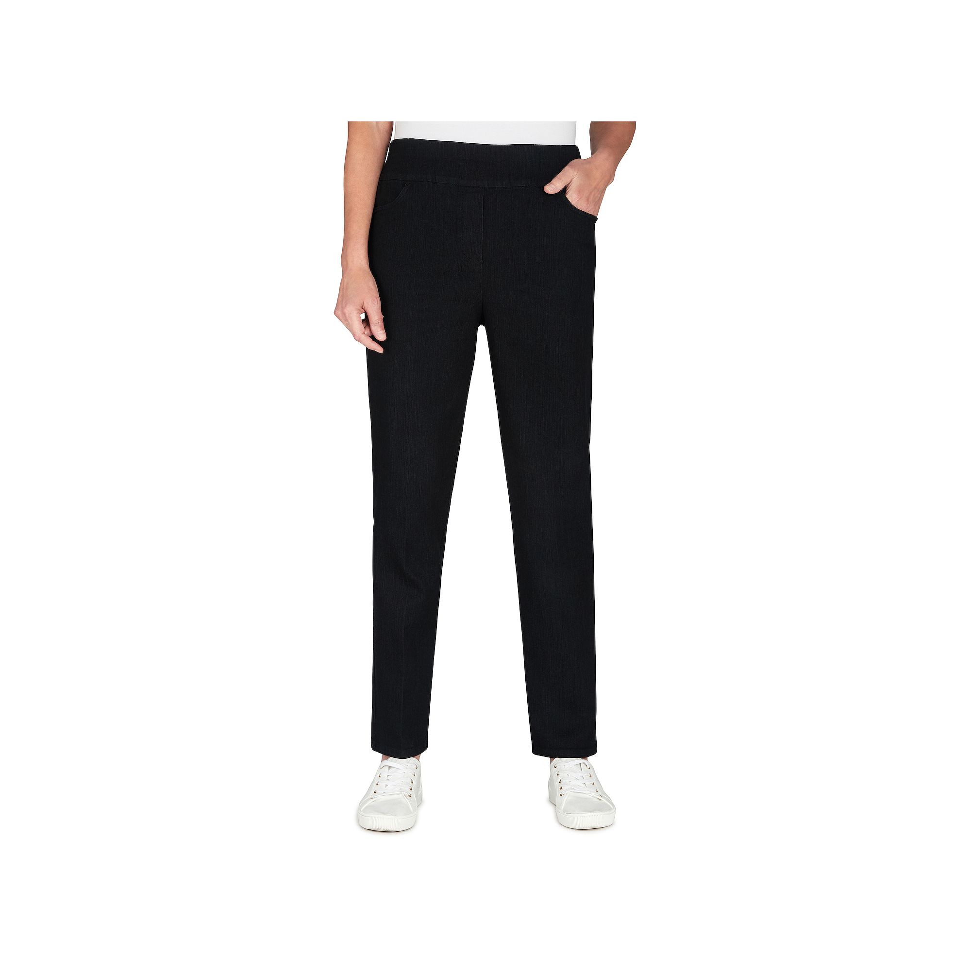 Womens Alfred Dunner Super Stretch Pull-On Straight-Leg Denim Pants, Size: