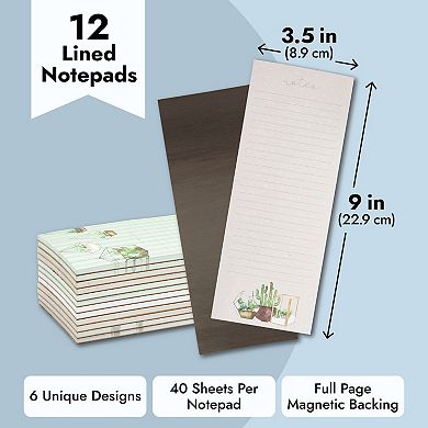 12 Pack Succulent Notepad For Grocery Shopping List On Refrigerator 3.5 x 9"