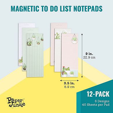 12 Pack Succulent Notepad For Grocery Shopping List On Refrigerator 3.5 x 9"