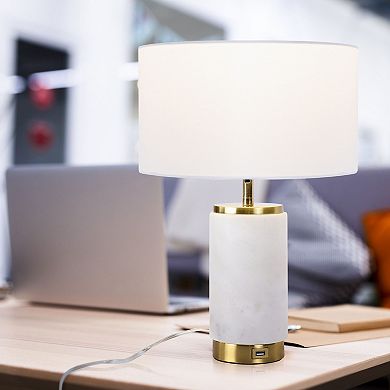 Brightech Arden 17" Led Modern Marble Table Lamp With Usb Port