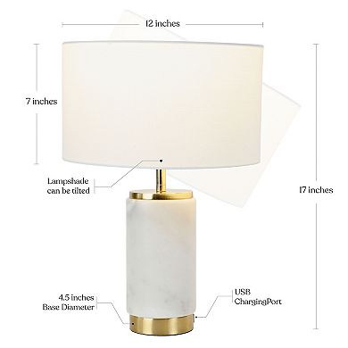 Brightech Arden 17" Led Modern Marble Table Lamp With Usb Port