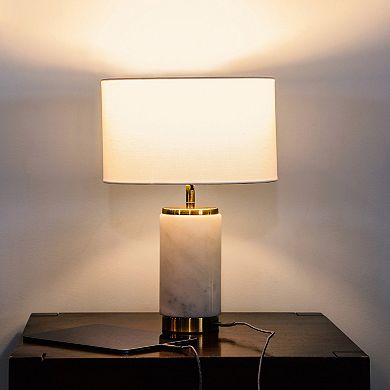 Brightech Arden 17" Led Modern Marble Table Lamp With Usb Port