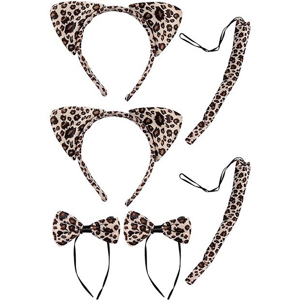 Spirit Halloween set Leopard Print Cat Ear Headband and Tail Set - Brown, Black Leopard Cat Tail & Ears Adult Costume Set - Walmart.com main image 3