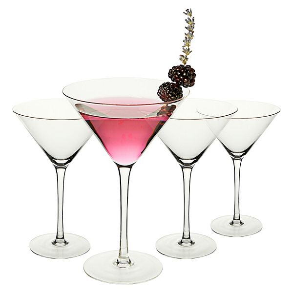 Set of 4 Crystal Martini Glasses, 9oz