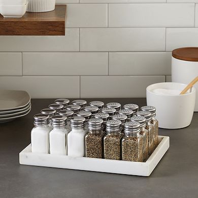 24x Glass Salt and Pepper Shakers Set Dispenser with Stainless Steel Top Clear