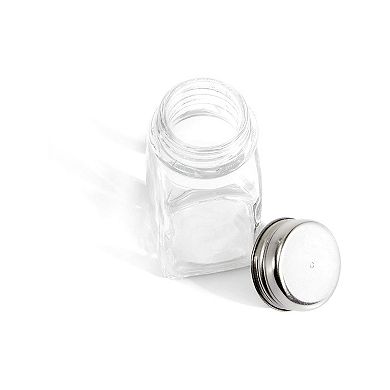 24x Glass Salt and Pepper Shakers Set Dispenser with Stainless Steel Top Clear