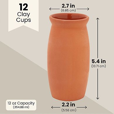 12 Pack Clay Drinking Cups, Cantaritos de Barro Mexicanos for Margaritas, 12 oz