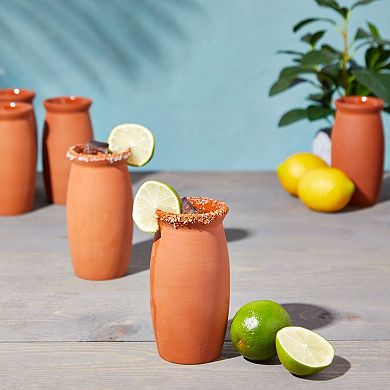12 Pack Clay Drinking Cups, Cantaritos de Barro Mexicanos for Margaritas, 12 oz