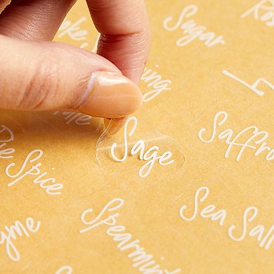 Talented Kitchen 272 Spice Labels Stickers, Clear Spice Jar Labels Preprinted