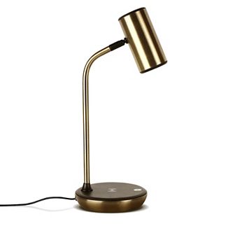 Brightech Ezra 16.5" Led Table Lamp With Wireless Charging Pad And Rotating Shade