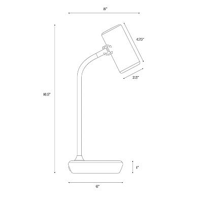 Brightech Ezra 16.5" Led Table Lamp With Wireless Charging Pad And Rotating Shade