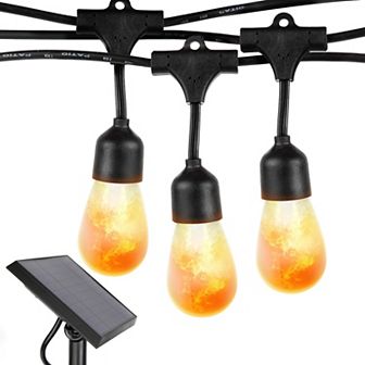Brightech Ambience Pro 27ft Outdoor Solar Led Flame Bulb Flickering String Lights