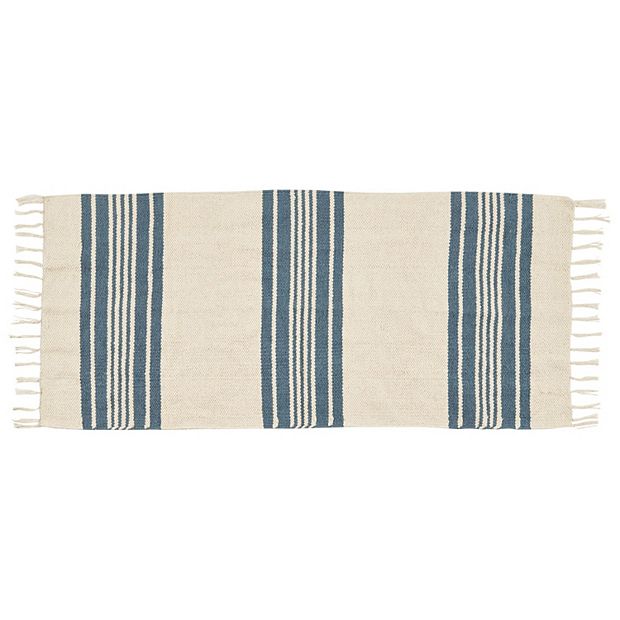 Boho Kitchen Rug Runner with Tassels, Woven Farmhouse Entryway