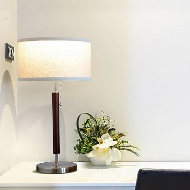Brightech Carter 26" Led Classic Table Lamp With Walnut Wood Finish