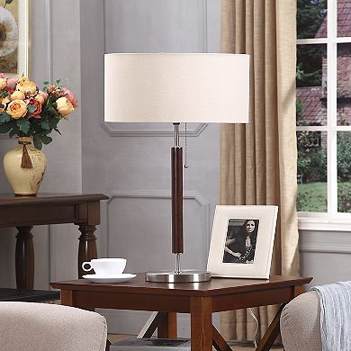 Brightech Carter 26" Led Classic Table Lamp With Walnut Wood Finish