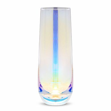 Iridescent Stemless Champagne Flutes, Wine Glasses for Cocktails (10 oz, 4 Pack)
