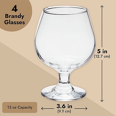 Set of 4 Whiskey Glasses, 13 Oz Bourbon Snifter Glasses for Cognac, Brandy, Cocktails, Spirits