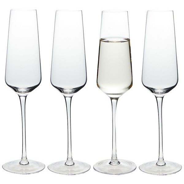 4 Pack Crystal Champagne Flutes For Mimosas, Bridal Shower