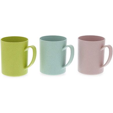 Wheat Straw Mugs, Coffee Cup Set, 3 Colors (13.8 oz, 6 Pack)