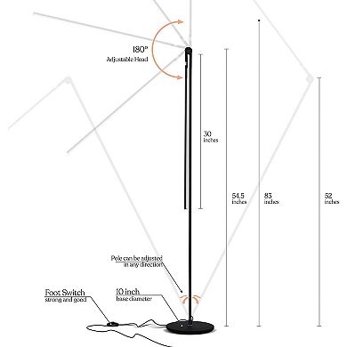 Brightech Libra Led Floor Lamp, Contemporary Minimalist Standing Lamp, Adjustable & Dimmable - Black