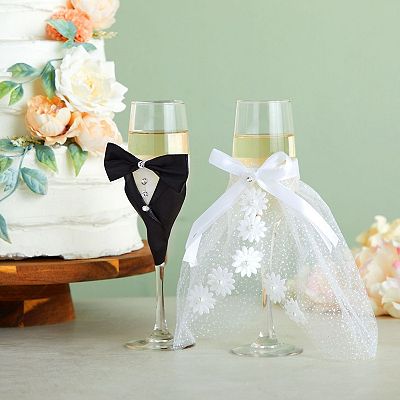 white christmas dresses Champagne A-Line Wedding Gown w/ Lace Bodice & Plunging Neckline