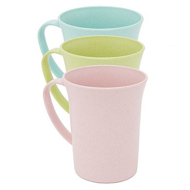 6 Pcs Wheat Straw Mugs With Handle, Unbreakable Coffee Cups, 3 Colors, 11 Oz