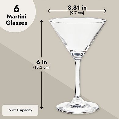 5 oz Mini Martini Glasses Set of 6 - Small Cocktail Stem Glasses for Dessert