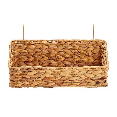 2 Pack Wall Mounted Hyacinth Storage Baskets With Hooks For Bathroom 