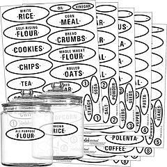 Talented Kitchen 135 Pantry Labels for Food Containers, Preprinted Clear  Kitchen Food Labels for Organizing Storage Canisters & Jars, Black Cursive  + Numbers Stickers (Water Resistant)