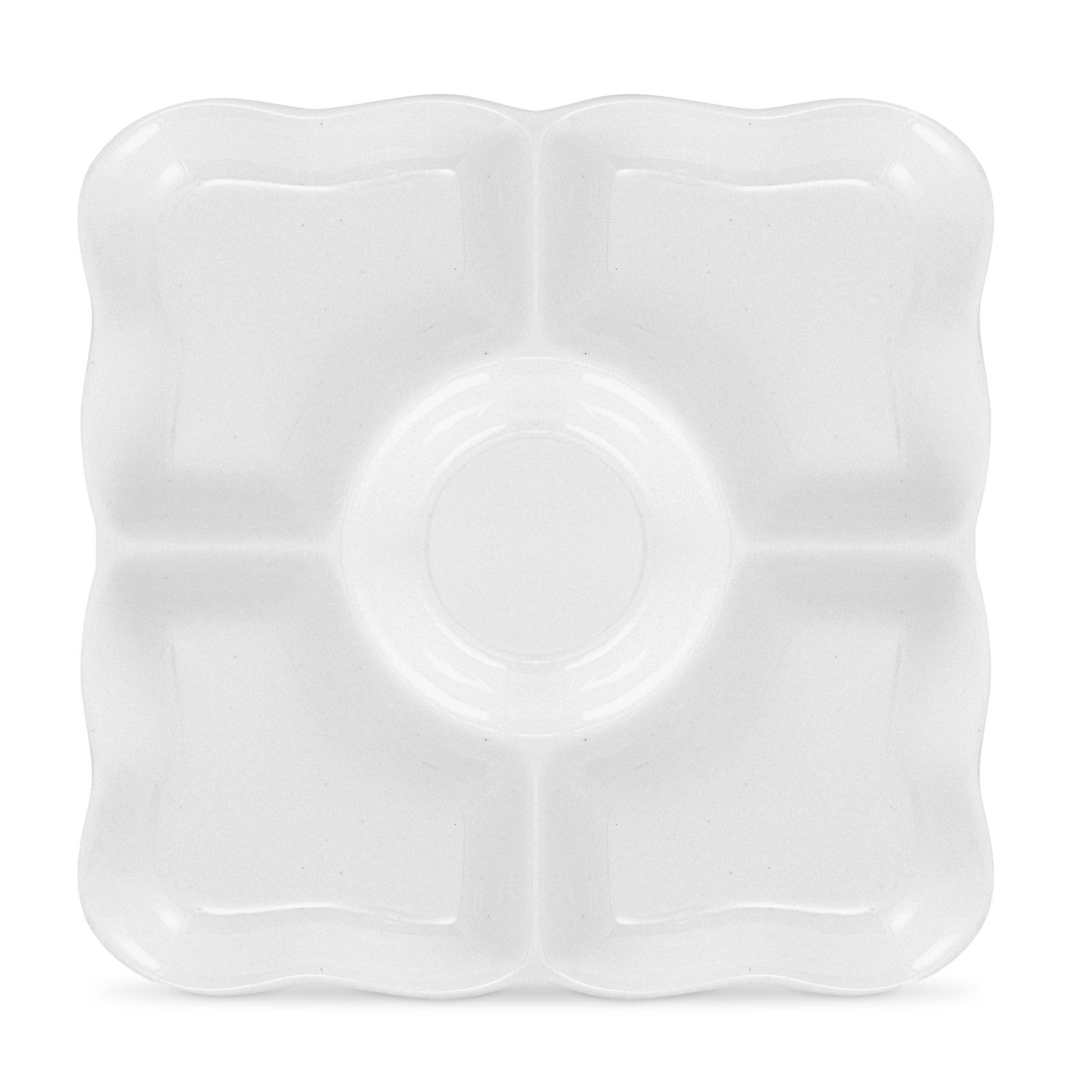 Set Of 2 Porcelain Appetizer Trays, 5-Compartment Divided Serving ...