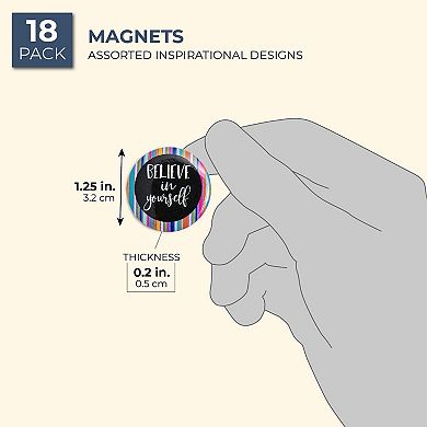 Paper Junkie18 Count Inspirational Magnets for Lockers or Fridge 1.2" Diameter