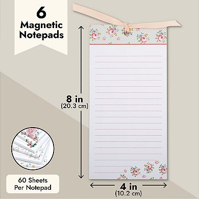 6-Pack Floral Magnetic Shopping List, Scratch Pads (4x8 In, 60 Sheets Each)