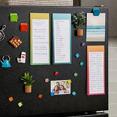 12 Pack Watercolor Magnetic Notepads for Refrigerator, 60 Sheets Each, 3.5 x 9"