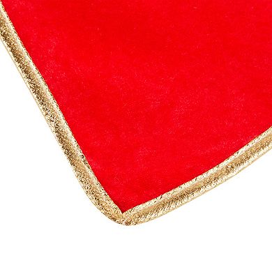 Red Christmas Tree Skirt for Home Holiday Party Decorations Gold Trim, 42 In