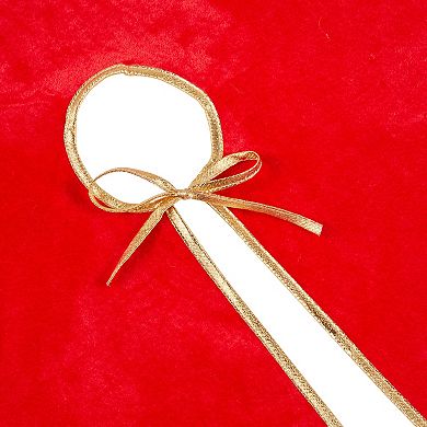 Red Christmas Tree Skirt for Home Holiday Party Decorations Gold Trim, 42 In