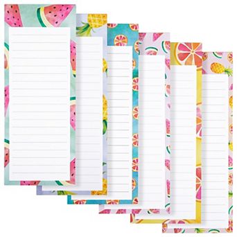 6-Pack Cute Magnetic Grocery List Paper Notepads for Fridge (6 Fruit Designs)