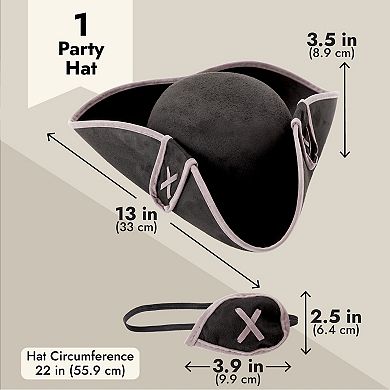 2 Pcs Pirate Hat With Eye Patch, Halloween Costume Cosplay Accessory For Adult