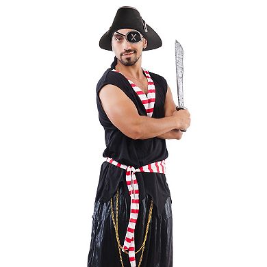 2 Pcs Pirate Hat With Eye Patch, Halloween Costume Cosplay Accessory For Adult