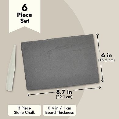 6 Pack Slate Charcuterie Boards with Chalk, Individual Cheese Plates, 6x8.7 in