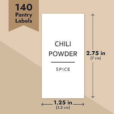 140 Spice Labels Stickers, Preprinted White Minimalist Spice Jar Labels