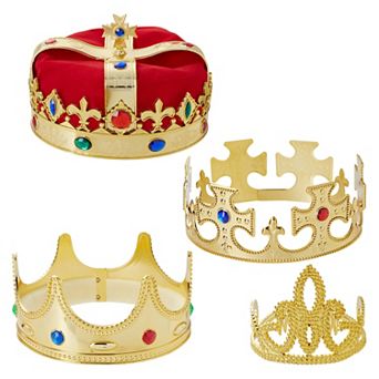 4-pack King And Queen Crown Set Jeweled Halloween Costume Accessory, Party Hat