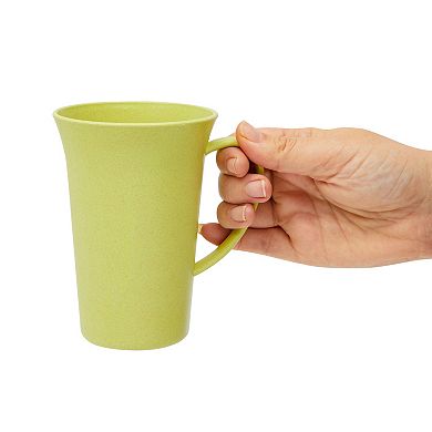 Unbreakable Wheat Straw Mugs with Handle, Set of 6 Reusable Plastic Coffee Cups (3 Colors, 15 oz)