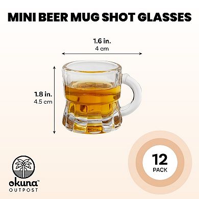 Mini Beer Mug Shot Glasses with Handles for Party (1.57 x 1.9 In, 12 Pack)