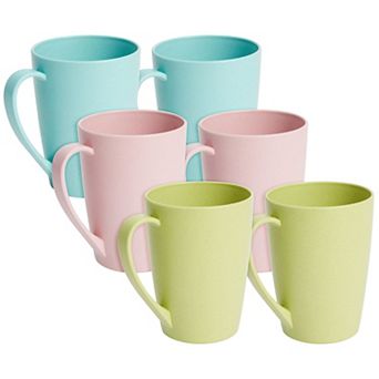 Wheat Straw Mugs, Unbreakable Coffee Mug Set in 3 Colors (12 oz, 6-Pack)