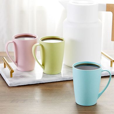 Wheat Straw Mugs, Unbreakable Coffee Mug Set in 3 Colors (12 oz, 6-Pack)