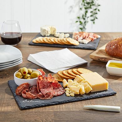 6 Piece Slate Cheese Board With Chalk For Charcuterie, Party Supplies, 8x11.8 In